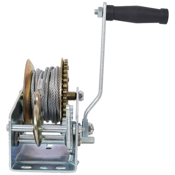 S-HOME 2500LBS Hand Winch, 32.8FT Blue Strap, Dual-Speed 4:1/2.4:1 Gear, Two-Way Ratchet for Trailer, Boat, ATV
