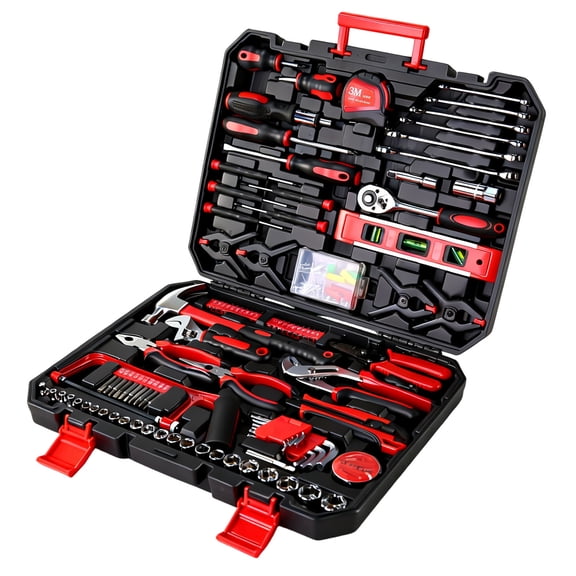 S-HOME 266-Piece Home Tool Set in Rolling Tool Box for Garage, Car, DIY & Workshop  Includes Screwdriver, Pliers, Hammer