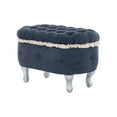 thumbnail image 1 of S-HOME 29.5 Inch Footboard Bench in Fabric Upholstered Design with Hidden Storage and Stylish Fringe for Any Room，Blue, 1 of 12