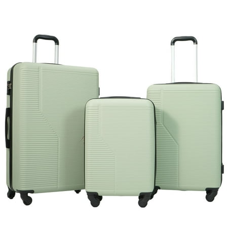 S-HOME 3-Piece ABS Luggage Set, 20/24/28 Inch Hardshell Suitcases with Spinner Wheels & TSA Lock