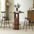 thumbnail image 1 of S-HOME 3-Piece Compact Bar Table and Stools Set With 31.5-Inch Round Top Set For Small Spaces Restaurants Cafes Homes, Walnut, 1 of 9
