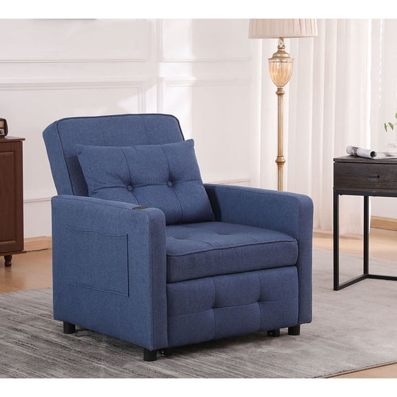 S-HOME 3-in-1 Convertible Sleeper Chair Bed in Versatile Design with Adjustable Armchair and USB Ports for Compact Spaces