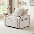 thumbnail image 1 of S-HOME 3-in-1 Convertible Sleeper Chair Sofa Bed with USB Port and Cup Holders for Small Spaces and Versatility, Beige, 1 of 14