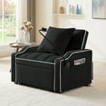 thumbnail image 1 of S-HOME 3-in-1 Convertible Sleeper Chair Sofa Bed with USB Port and Cup Holders for Small Spaces and Versatility,  Black, 1 of 13