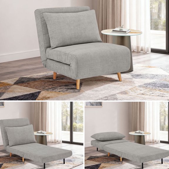 S-HOME 3-in-1 Convertible Sofa Chair Bed – Upholstered Accent Sleeper with Adjustable Backrest, Compact for Small Spaces