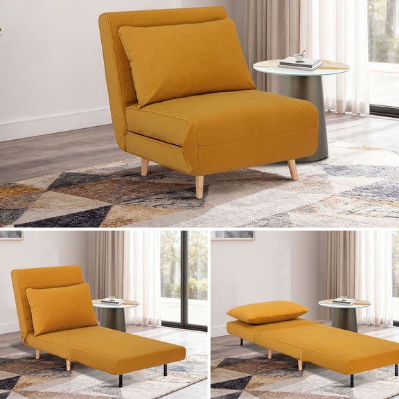 S-HOME 3-in-1 Convertible Sofa Chair Bed – Upholstered Accent Sleeper with Adjustable Backrest, Compact for Small Spaces
