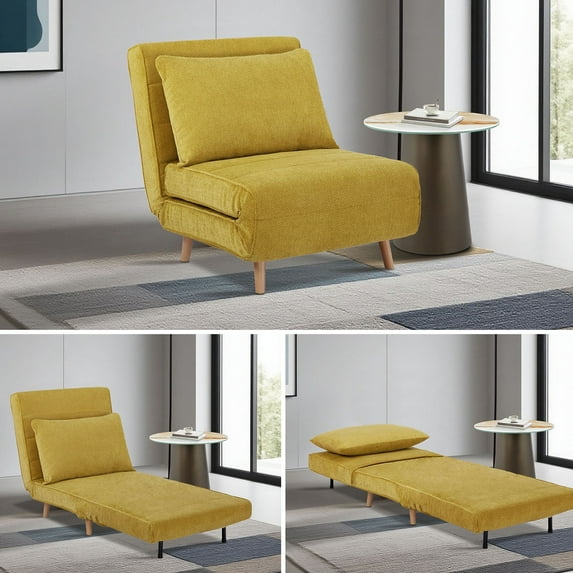 S-HOME 3-in-1 Convertible Sofa Chair Bed – Upholstered Accent Sleeper with Adjustable Backrest, Compact for Small Spaces