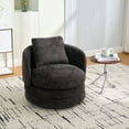 thumbnail image 1 of S-HOME 30 Inch Swivel Barrel Accent Chair with Pillow in Soft Gray Chenille for Reading Room and Lounge Use，Dark Gray, 1 of 9