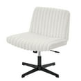 thumbnail image 1 of S-HOME 360 Degree Swivel Criss Cross Chair Corduroy Height Adjustable Vanity and Office Chair for Any Space, Cream White, 1 of 14