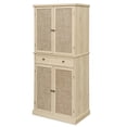 thumbnail image 1 of S-HOME 4 Door Storage Cabinet Featuring 1 Drawer and Adjustable Shelves in Engineered Rattan for Home Organization, Natural, 1 of 20