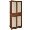 thumbnail image 1 of S-HOME 4 Door Storage Cabinet Featuring 1 Drawer and Adjustable Shelves in Engineered Rattan for Home Organization, Walnut, 1 of 15