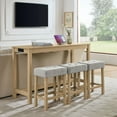 thumbnail image 1 of S-HOME 4-Piece 59 Inch Bar Table Set with Solid Wood Legs and USB Charging, Includes 3 Upholstered Stools for Home Use, Light Oak, 1 of 13