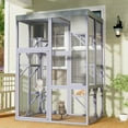 thumbnail image 1 of S-HOME 4 Platform Outdoor Cat Enclosure in Gray Crafted from Solid Wood with Galvanized Mesh Featuring for Indoor and Outdoor Use, 1 of 9