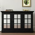 thumbnail image 1 of S-HOME 45-Inch Compact Sideboard with 3 Mirrored Doors and Shelving Design for Living Room or Kitchen Decor, Black, 1 of 18