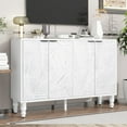 thumbnail image 1 of S-HOME 47.2'' TV Stand In Chic Design With Solid Wood Legs For Living Room, Media Console For TVs Up To 43''，White, 1 of 16