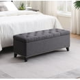 thumbnail image 1 of S-HOME 47.5" Button-Tufted Storage Bench in Linen with Safety Close Hinge, Perfect Ottoman for Hallway and Foot Rest，DARK GREY, 1 of 7