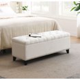 thumbnail image 1 of S-HOME 47.5" Button-Tufted Storage Bench in Linen with Safety Close Hinge, Perfect Ottoman for Hallway and Foot Rest, 1 of 7