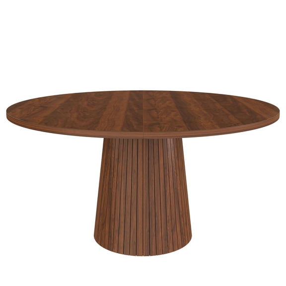 S-HOME 47 Inch Round Pattern Dining Table for 4, Featuring Wooden Base and Eco-Friendly MDF, for Modern Farmhouse, Walnut