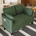 thumbnail image 1 of S-HOME 48 Inch Corduroy Loveseat Couch With Side Storage Pocket For Living Room Apartment Office Or Dorm , Dark Green, 1 of 14