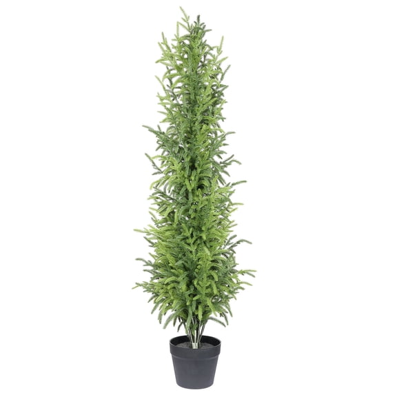 S-HOME 4FT Artificial Touch PineTree In Black Plastic Pot - For Modern Home Decor