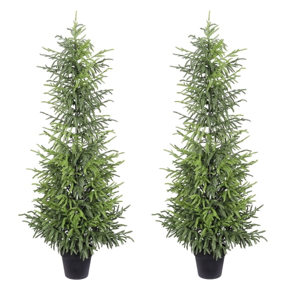 S-HOME 4FT Artificial Touch PineTree In Black Plastic Pot - For Modern Home Decor