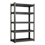 S-HOME 5-Tier Adjustable Height Metal Storage Shelving Unit in Black, 71.20 Inches Tall, Industrial Utility Bookcase for Home
