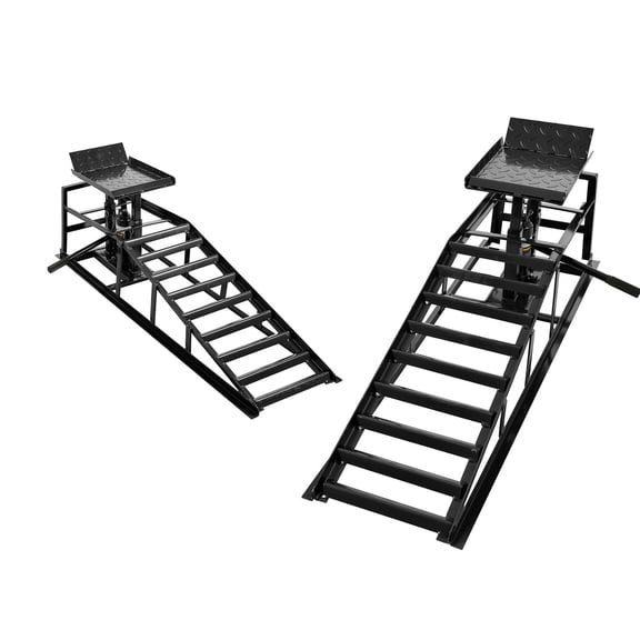S-HOME 5 Ton Hydraulic Auto Car Truck Service Ramps in Red Color, Garage Lift Frame for Automotive Repair - 2 Pack Set,Black