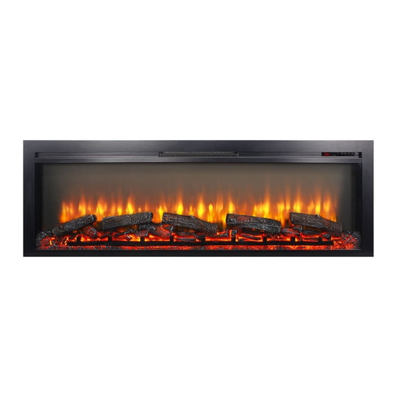 S-HOME 54 Inch Recessed Electric Fireplace With Remote Control, Multi Color Flame & Emberbed, Perfect for Home Decor