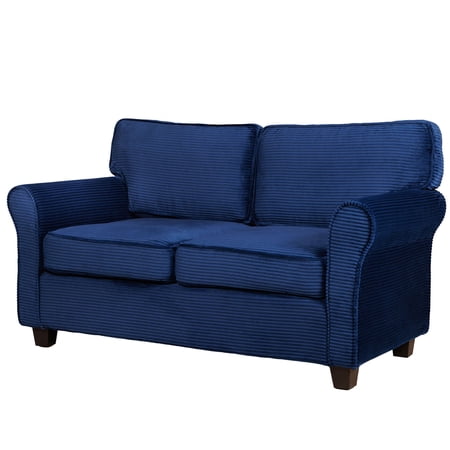 S-HOME 57" Modern Corduroy Sofa With Removable Cushions, High Rebound Padding And Solid Wood Frame For Living Rooms And Offices, Blue