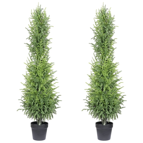 S-HOME 5FT Artificial Touch PineTree In Black Plastic Pot - For Modern Home Decor