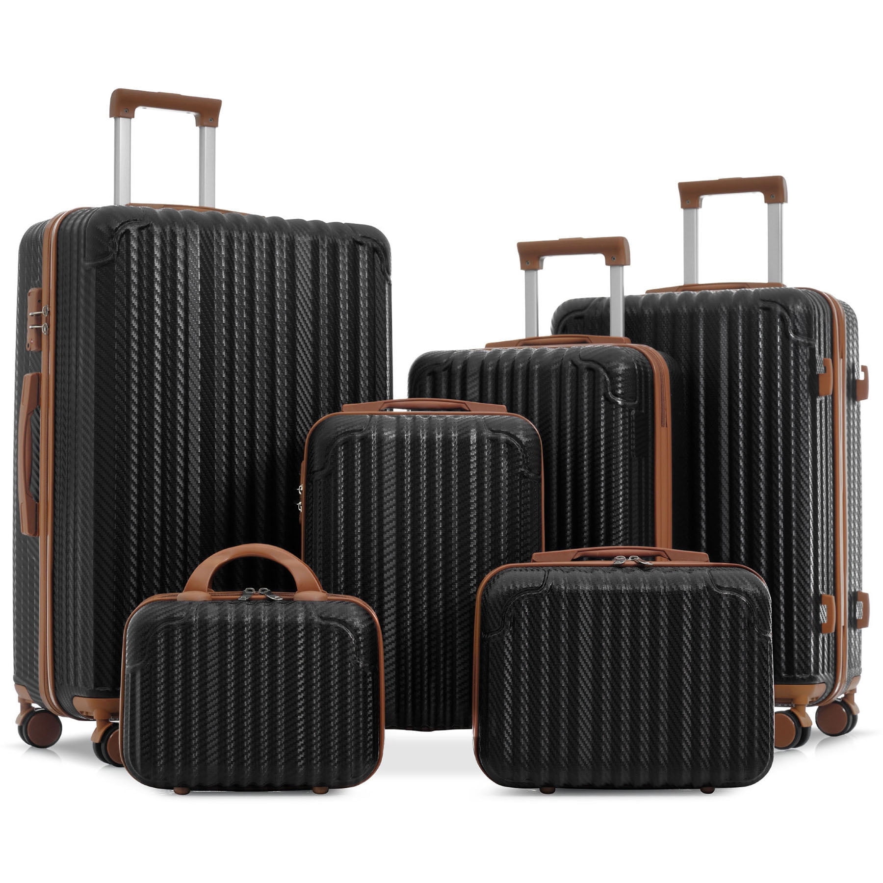 S-HOME 6-Piece ABS Hardshell Luggage Set with Spinner Wheels, Includes Carry-On and Checked Sizes with TSA Locks