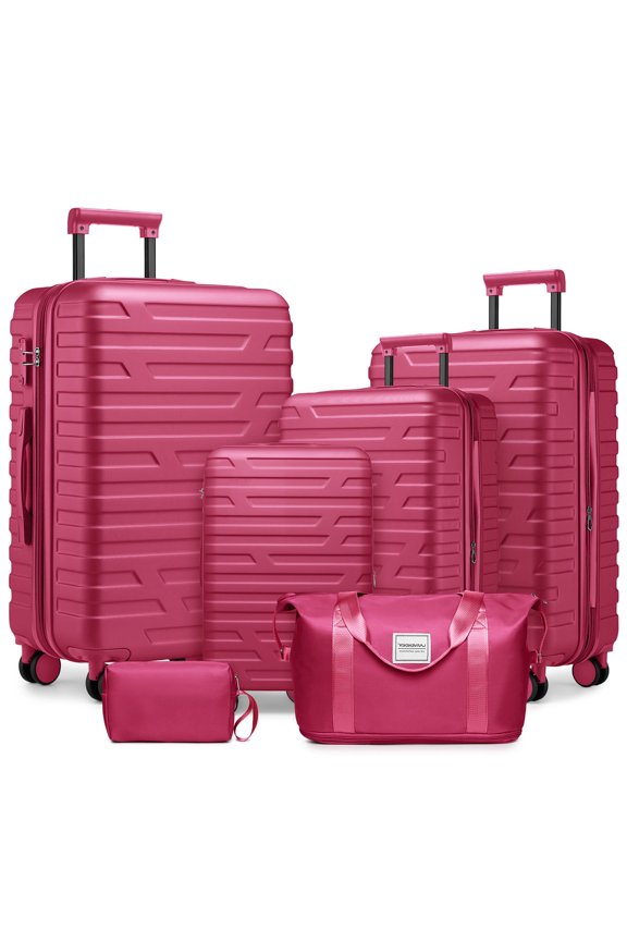 6 Piece Luggage Set in Lavender with Hardside Suitcases and Duffel Bags for Stylish Travel