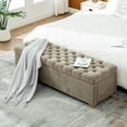 thumbnail image 1 of S-HOME 60.2 Inch Wide Chenille Upholstered Storage Bench With Tufted Flip-Top Design For Living Room And Bedroom Use，taupe, 1 of 8