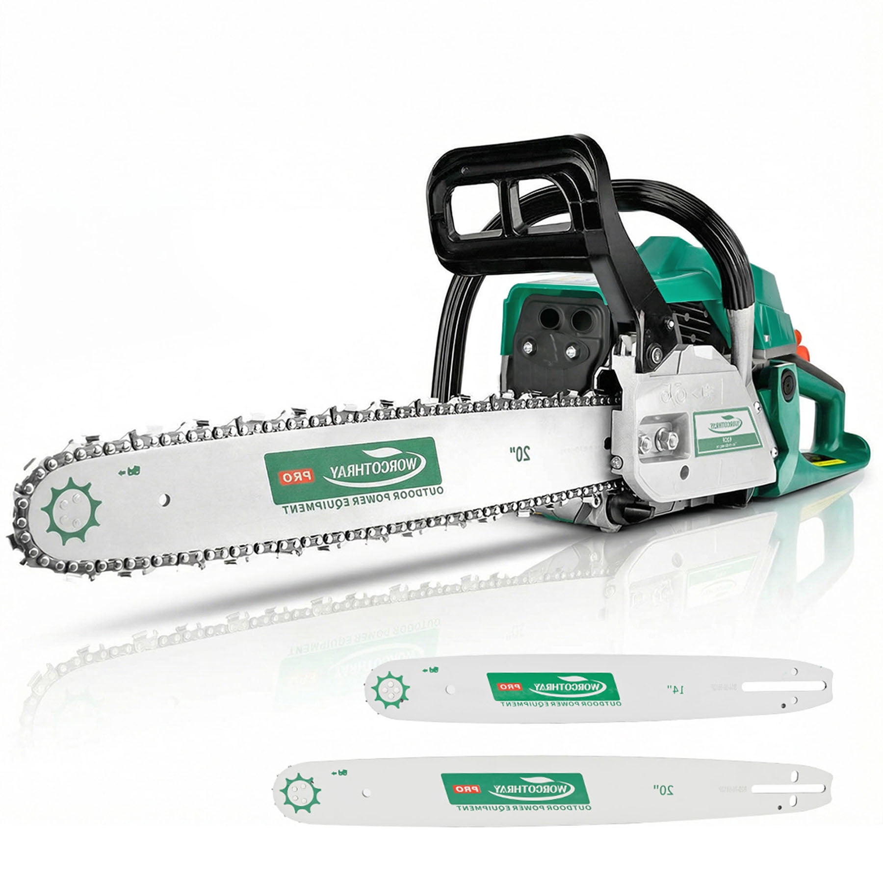 S-HOME 62CC 2-Stroke Gasoline Chainsaw with 14"+20" Guide Bars, Powerful Engine for Wood Cutting, Farm & Garden Use, Durable & Easy Start