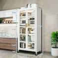 thumbnail image 1 of S-HOME 65 Inch Kitchen Pantry Storage Cabinet, White Metal Display Storage Cabinet with Wheels, Adjustable Shelves for Home, 1 of 8