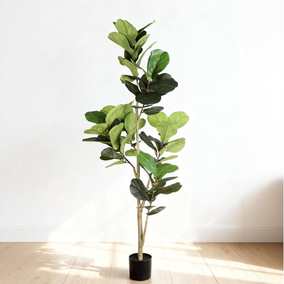 S-HOME 6ft Artificial Fiddle Leaf Fig Tree, Realistic Faux Plant for Indoor Home Office Decor