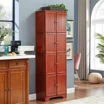 S-HOME 72.4 Inch Tall Freestanding Storage Cabinet with 8 Doors and 4 Adjustable Shelves for Kitchen and Office