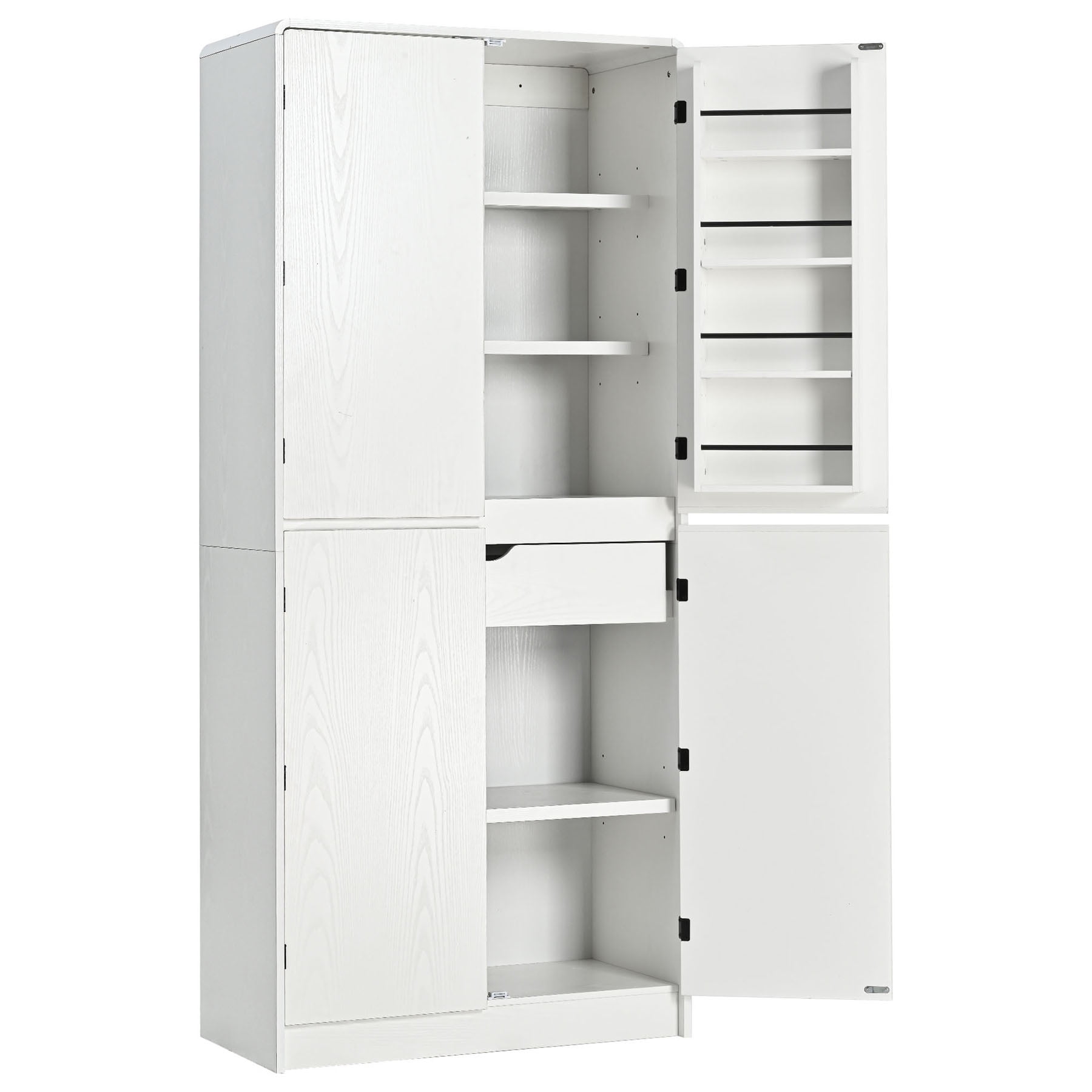 S-HOME 72 Inch Tall Farmhouse Kitchen Pantry Cabinet In With 8 Door Shelves And 3 Adjustable Shelves Perfect For Storage
