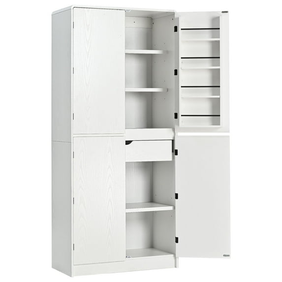 S-HOME 72 Inch Tall Farmhouse Kitchen Pantry Cabinet In With 8 Door Shelves And 3 Adjustable Shelves Perfect For Storage