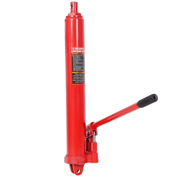 S-HOME 8 Ton Hydraulic Long Ram Jack - Red Heavy-Duty Steel Construction with Clevis Base for Engine Hoists and Garage Lifting