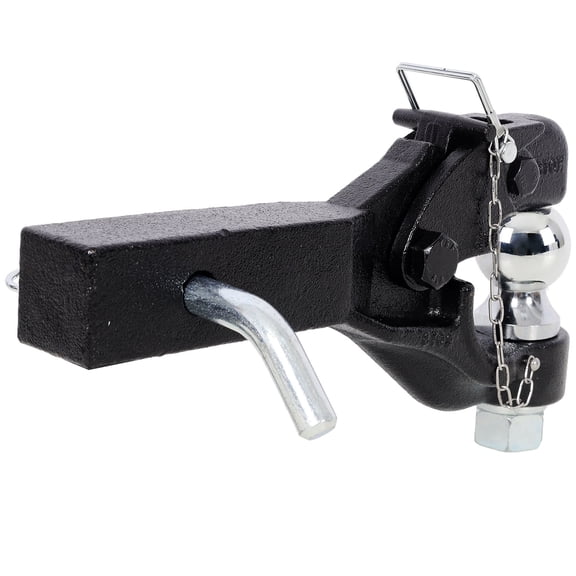 S-HOME 8 Ton Pintle Hook With 2 Inch Trailer Ball And Receiver Black Steel Hitch For Heavy Duty Towing Vehicles