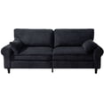 thumbnail image 1 of S-HOME 80.7 Inch Rolled Arm Design Corduroy Loveseat Sofa 2-Seater with Hybrid Iron & Wood Frame Couch for Living Room Apartment, Black, 1 of 12
