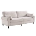 thumbnail image 1 of S-HOME 80.7 Inch Rolled Arm Design Corduroy Loveseat Sofa 2-Seater with Hybrid Iron & Wood Frame Couch for Living Room Apartment, White, 1 of 12