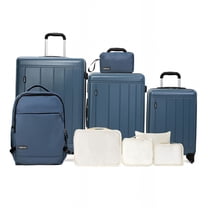 S-HOME ABS PC 9-Piece Luggage Set With TSA Lock In Various Colors, Includes Three Suitcases And Travel Bags, Blue
