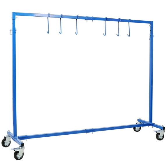 S-HOME Adjustable Height Paint Hanger Drying Rack in Blue with 6 Hanging Hooks for Mobile Auto Body Shop Painting