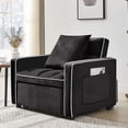 thumbnail image 1 of S-HOME Adjustable Velvet Sofa Bed Chair with Folding Design, Modern Style for Adult Living Spaces, 1 Seat, Black, 1 of 13