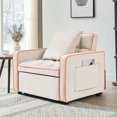 thumbnail image 1 of S-HOME Adjustable Velvet Sofa Bed Chair with Folding Design, Modern Style for Adult Living Spaces, 1 Seat, 
Creamy White, 1 of 12