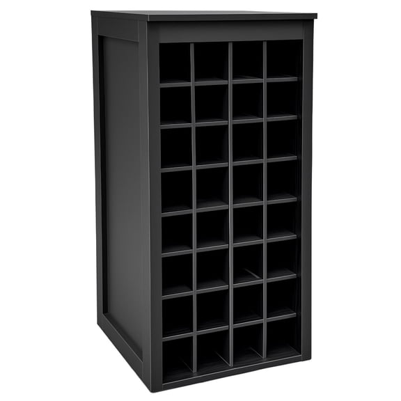 S-HOME Black Modular Wine Bar Cabinet with 32-Bottle Storage for Home, Made of Particle Board and MDF, for Home Use and Storage