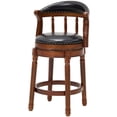 thumbnail image 1 of S-HOME Brown Cow Top Leather Bar Stool 26.5 Inch Height Solid Wood Frame 360 Degree Swivel Chair for Kitchen, 1 of 8