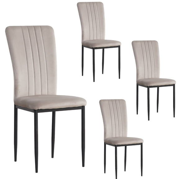 S-HOME Casual Dining Chairs Set Of 4 Velvet Upholstered With Adjustable Feet Ideal For Multiple Occasions, Gray